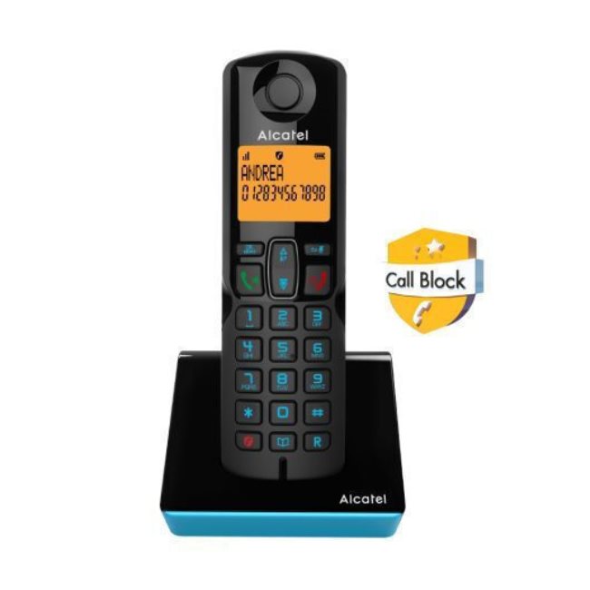 Alcatel S280 EWE Ασύρματο Τηλέφωνο με Aνοιχτή Aκρόαση Μαύρο-Μπλε