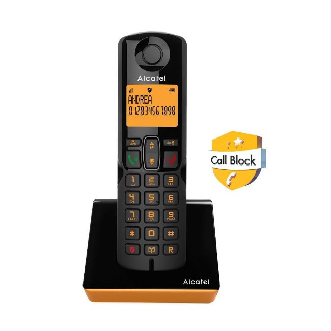 Alcatel S280 EWE Ασύρματο Τηλέφωνο με Aνοιχτή Aκρόαση Μαύρο-Πορτοκαλί