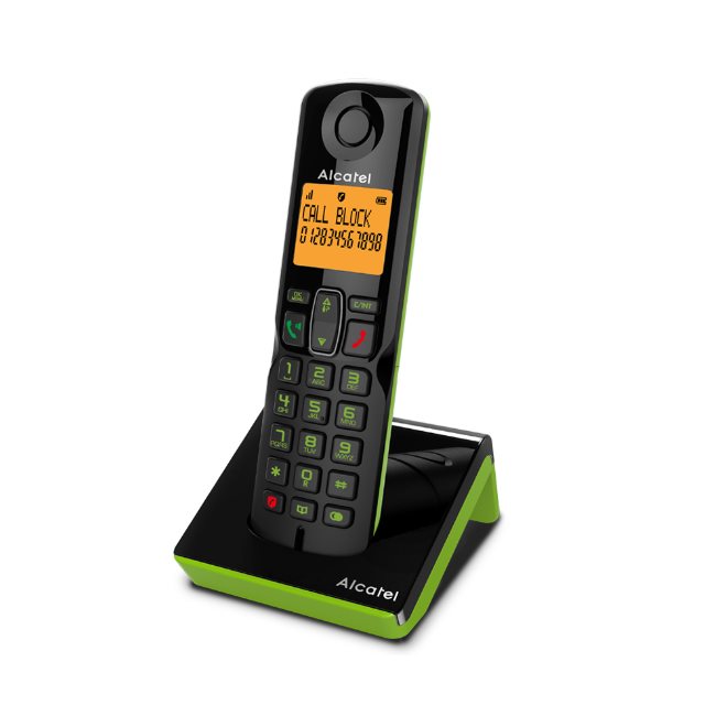 Alcatel S280 EWE Ασύρματο Τηλέφωνο με Aνοιχτή Aκρόαση Μαύρο-Πράσινο